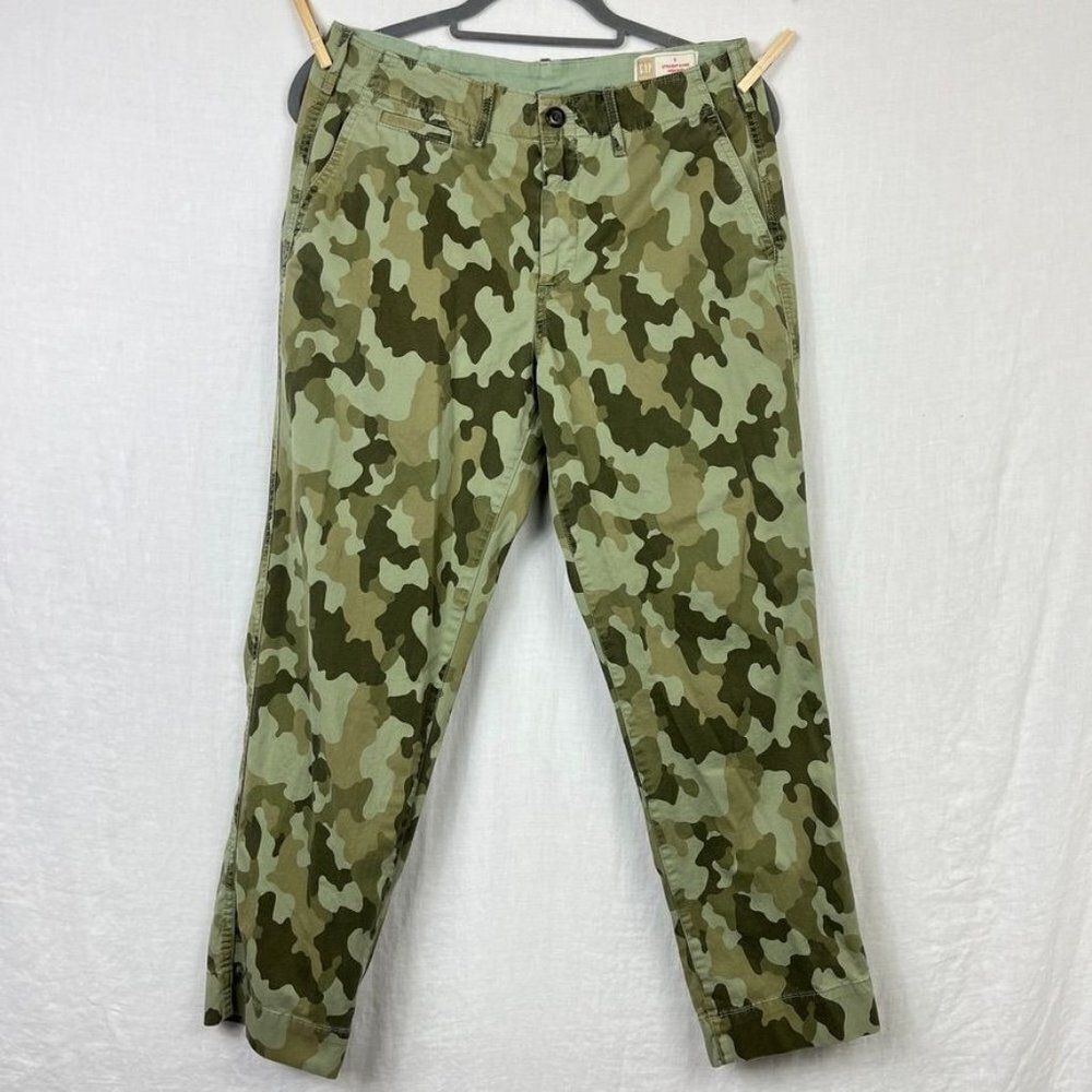 Gap High Rise Straight Camo Pants‎ Womens 6 31x26 Camouflage Boho Grunge Olive
